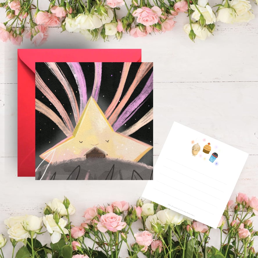 Kartka świąteczna, Gwiazda z promieniami (Wzór 3)