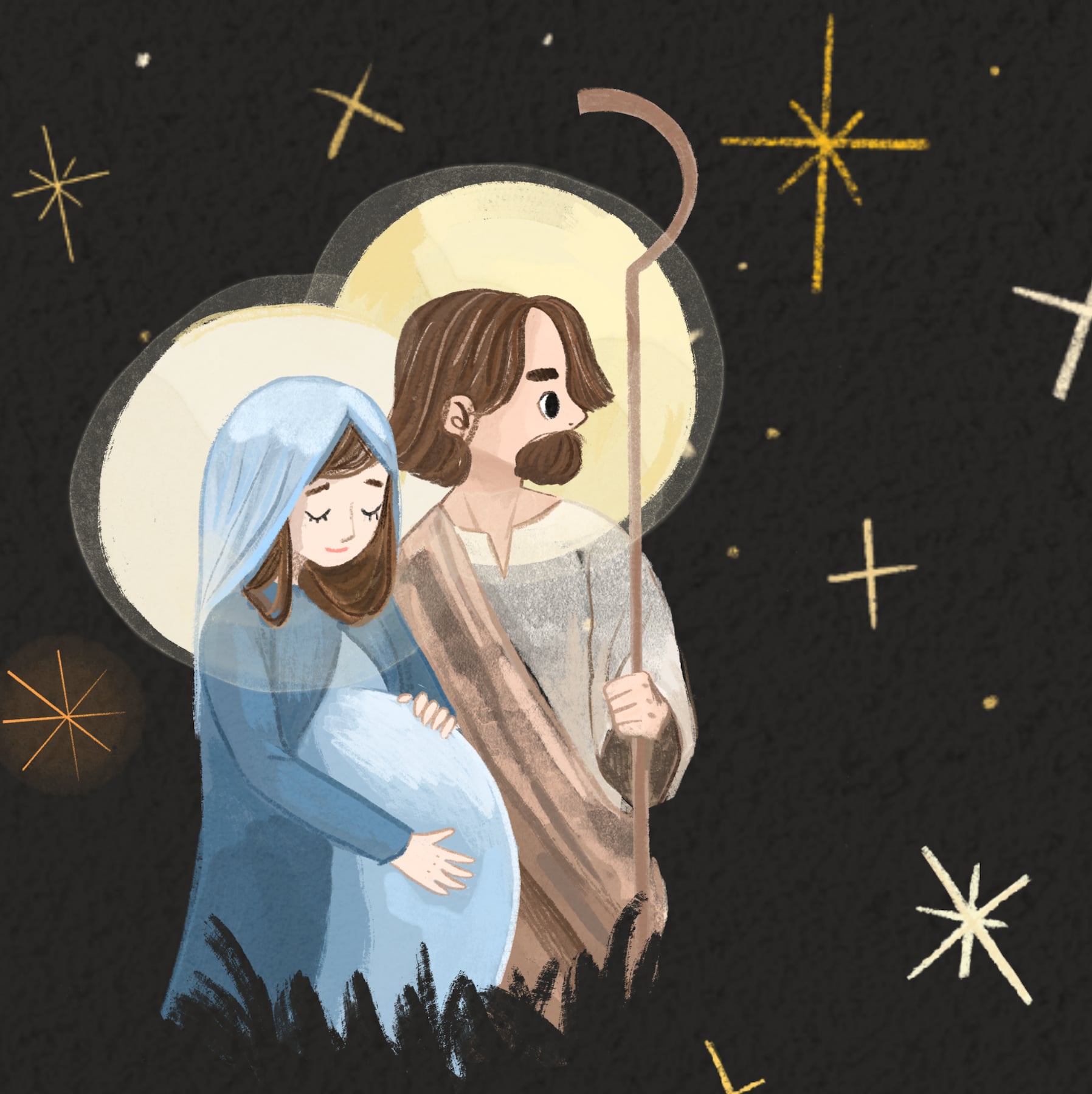 Kartka świąteczna, Maryja i Józef (Wzór 4) - obrazek 2