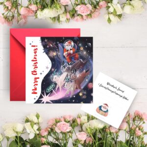 Kartka świąteczna, Mikołaj i renifery (Wzór 5)